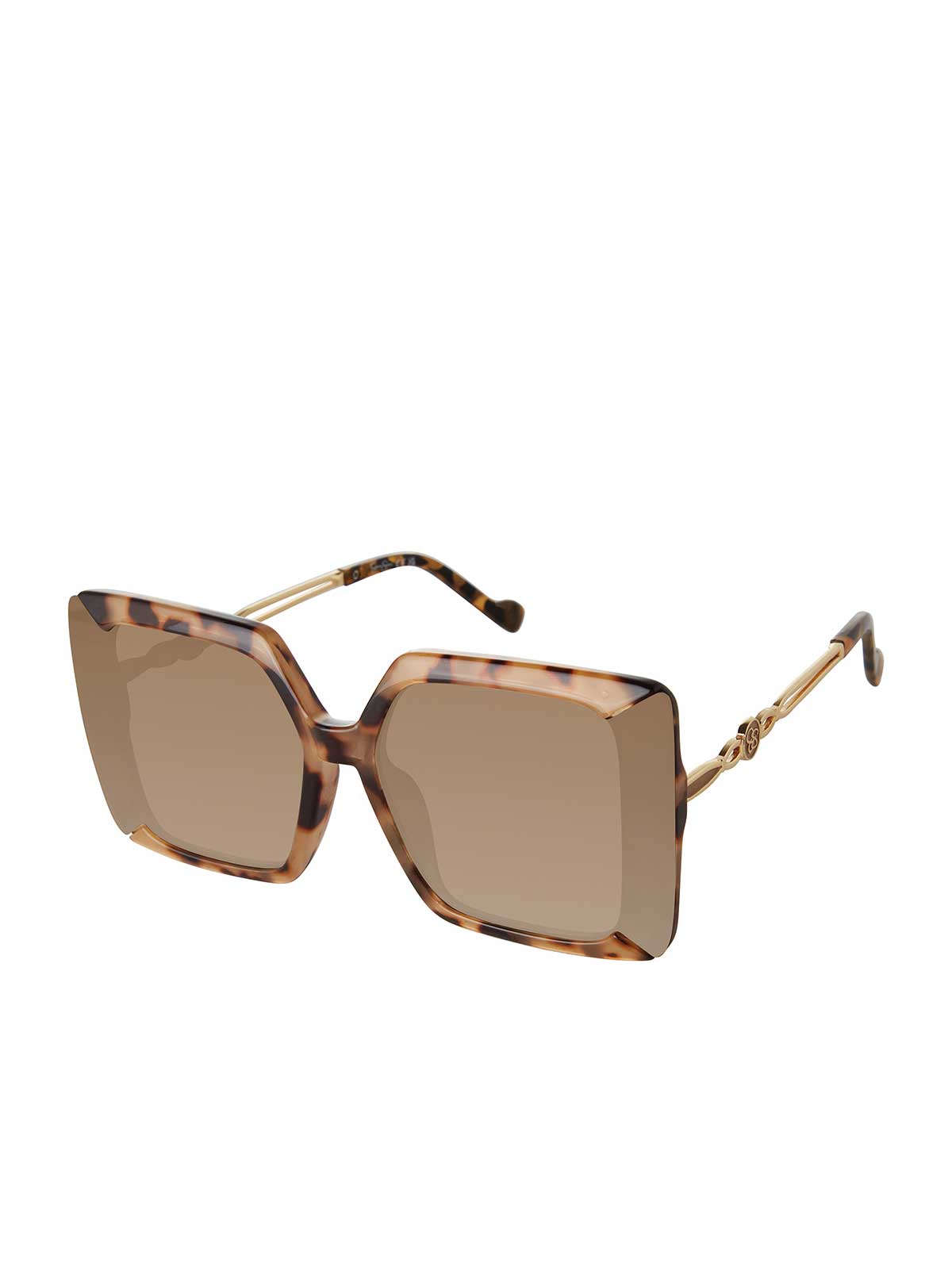 Jessica Simpson Recommended - Glamorous Square Metal Temple Sunglasses in Tortoise