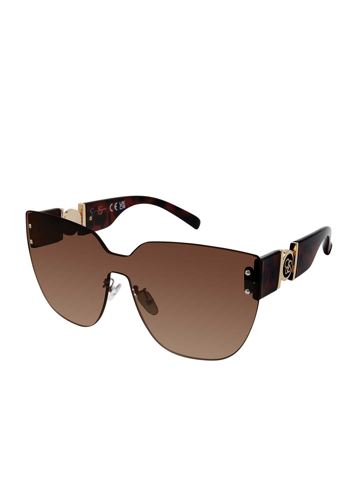 Jessica Simpson Trending - Rimless Cat Eye Shield Sunglasses in Tortoise