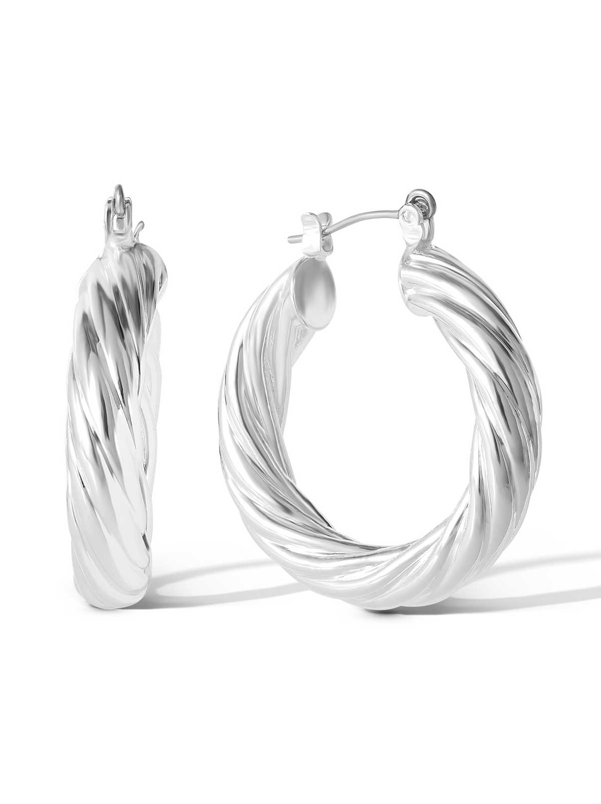 Jessica Simpson Featured - Thick Twisted Hoop Earrings in Silver