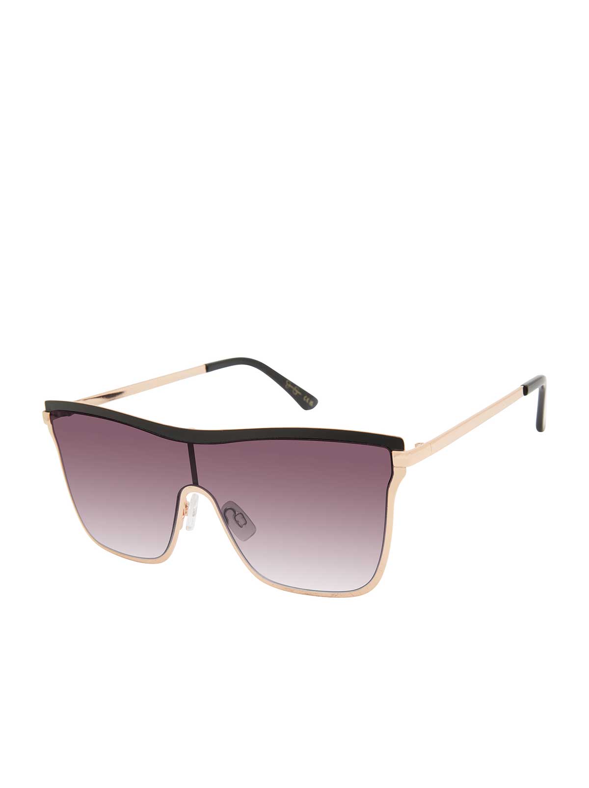 Jessica Simpson Popular - Chic Metal Square Shield Sunglasses in Black & Gold