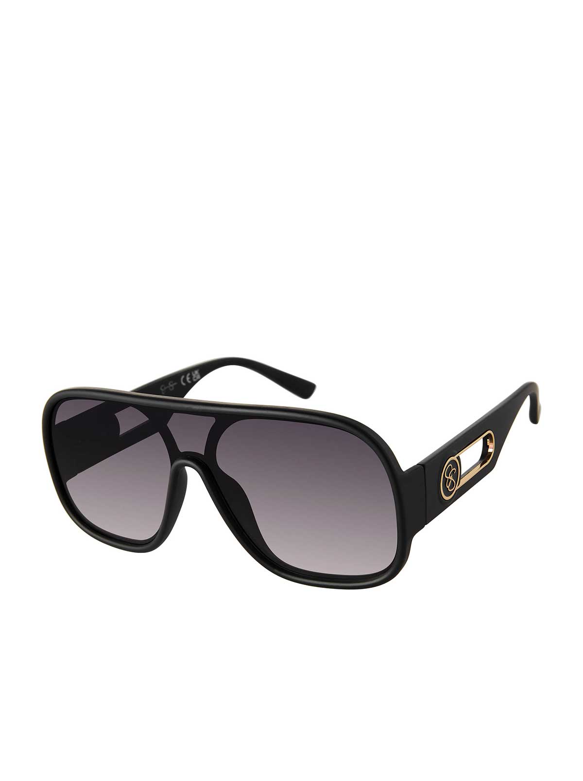 Jessica Simpson Featured - Modern Shield Aviator Sunglasses in Matte Black