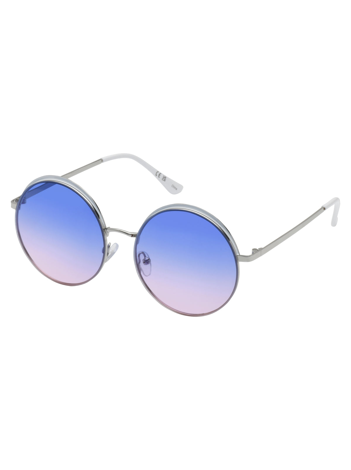 Jessica Simpson Trending - Vintage Metal Round Sunglasses in Silver & White