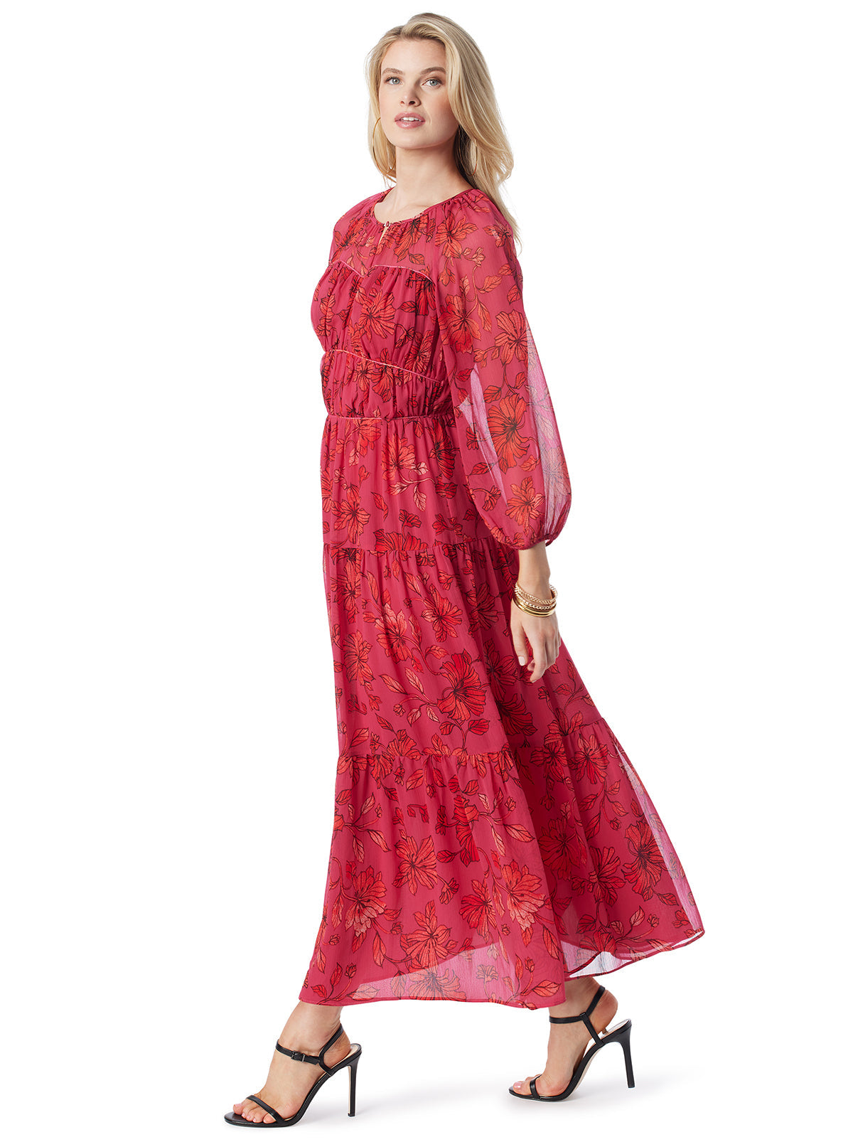Jessica Simpson Popular - Sasha Maxi Dress in Outlined Blossoms