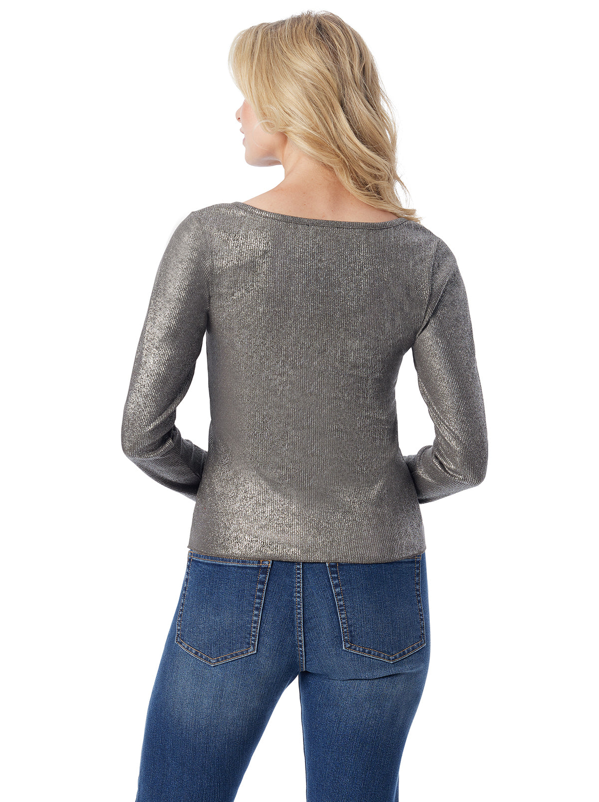Jessica Simpson Trending - Tahani Henley Top in Silver Grey