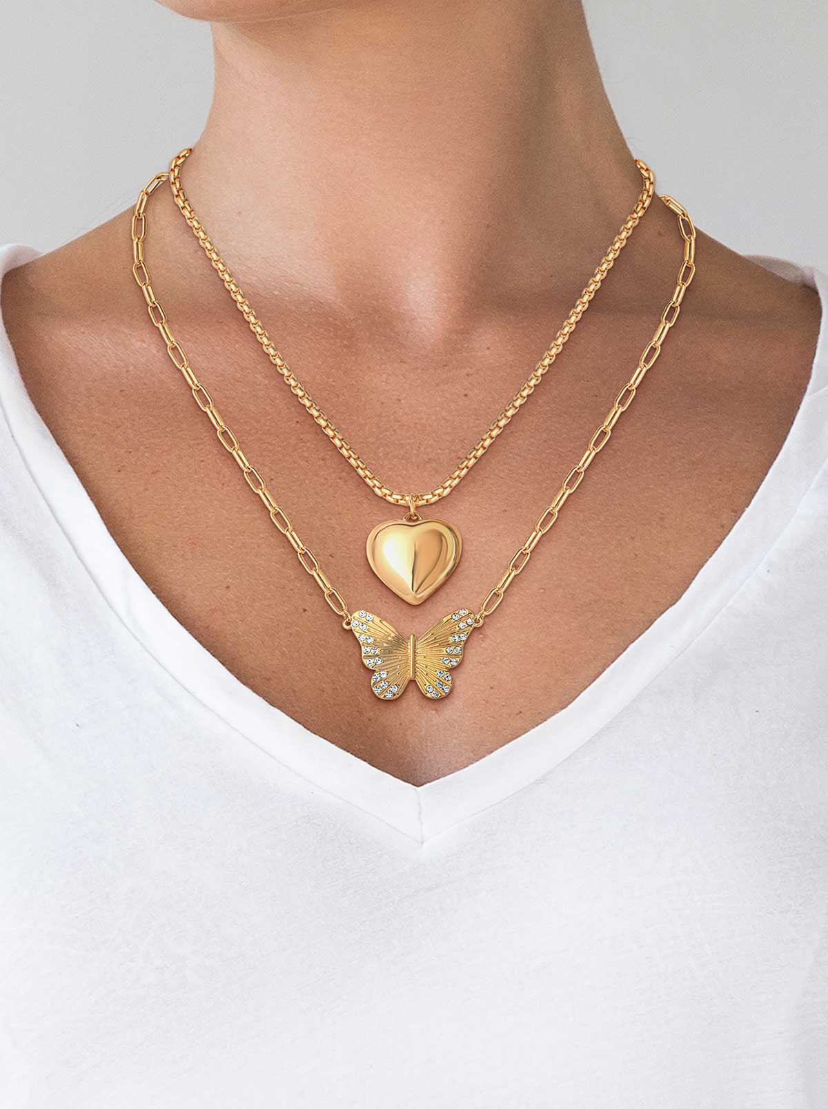Jessica Simpson Featured - Butterfly Heart Layered Necklace