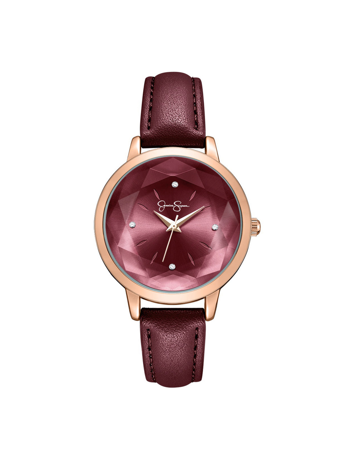 Jessica Simpson Exclusive - Faceted Glass Watch in Burgundy