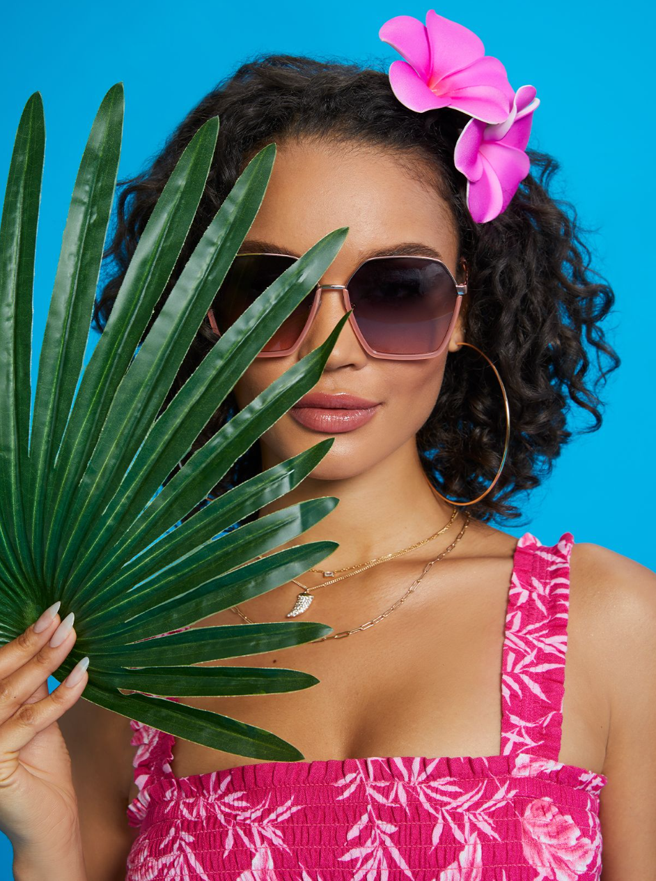 Jessica Simpson Exclusive - Geometric Metal Sunglasses in Rose Gold