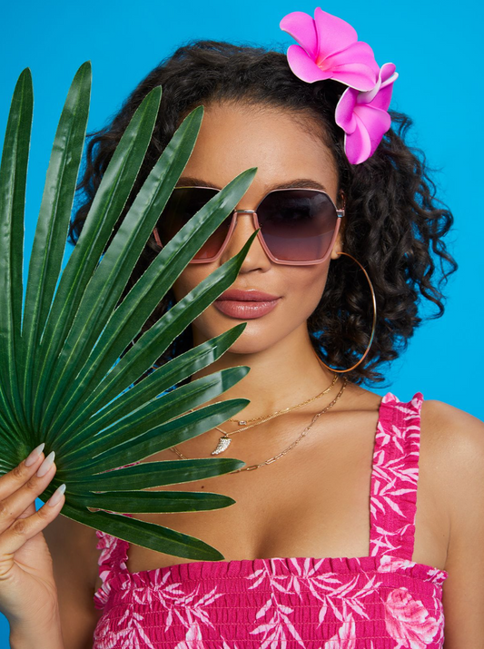 Jessica Simpson Exclusive - Geometric Metal Sunglasses in Rose Gold