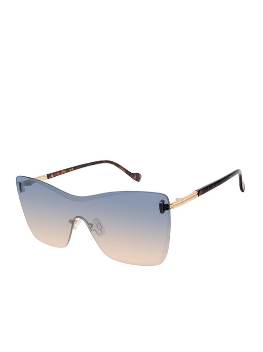 Jessica Simpson Recommended - Glamorous Frameless Shield Sunglasses in Gold & Tortoise
