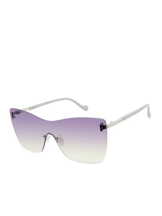 Jessica Simpson Trending - Glamorous Frameless Shield Sunglasses in Silver & Grey