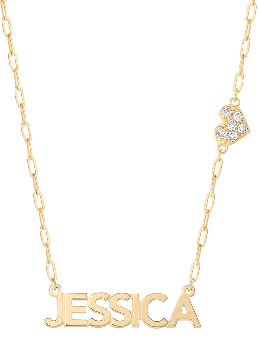 Jessica Simpson Featured - Personalized Necklace with Pavé Cubic Zirconia Charm - Gold