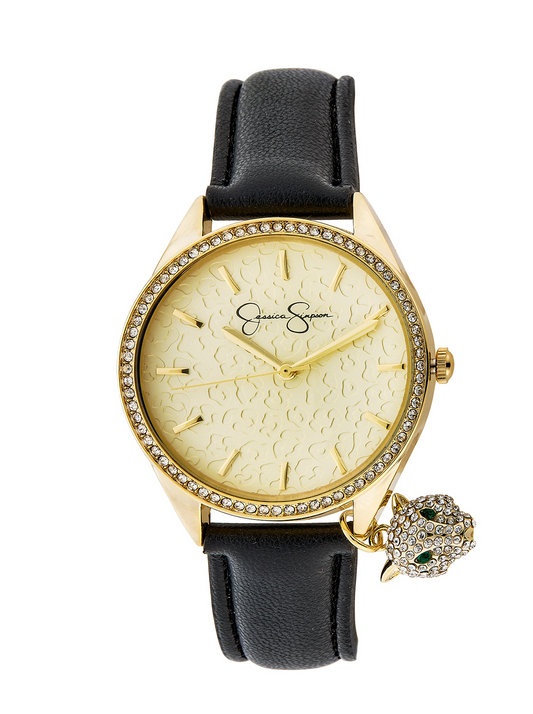 Jessica Simpson Recommended - Gold Tone Dangle Panther Strap Watch
