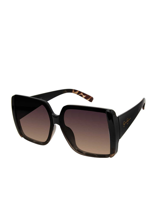 Jessica Simpson Exclusive - Oversized Glamorous Square Sunglasses in Black and Tortoise