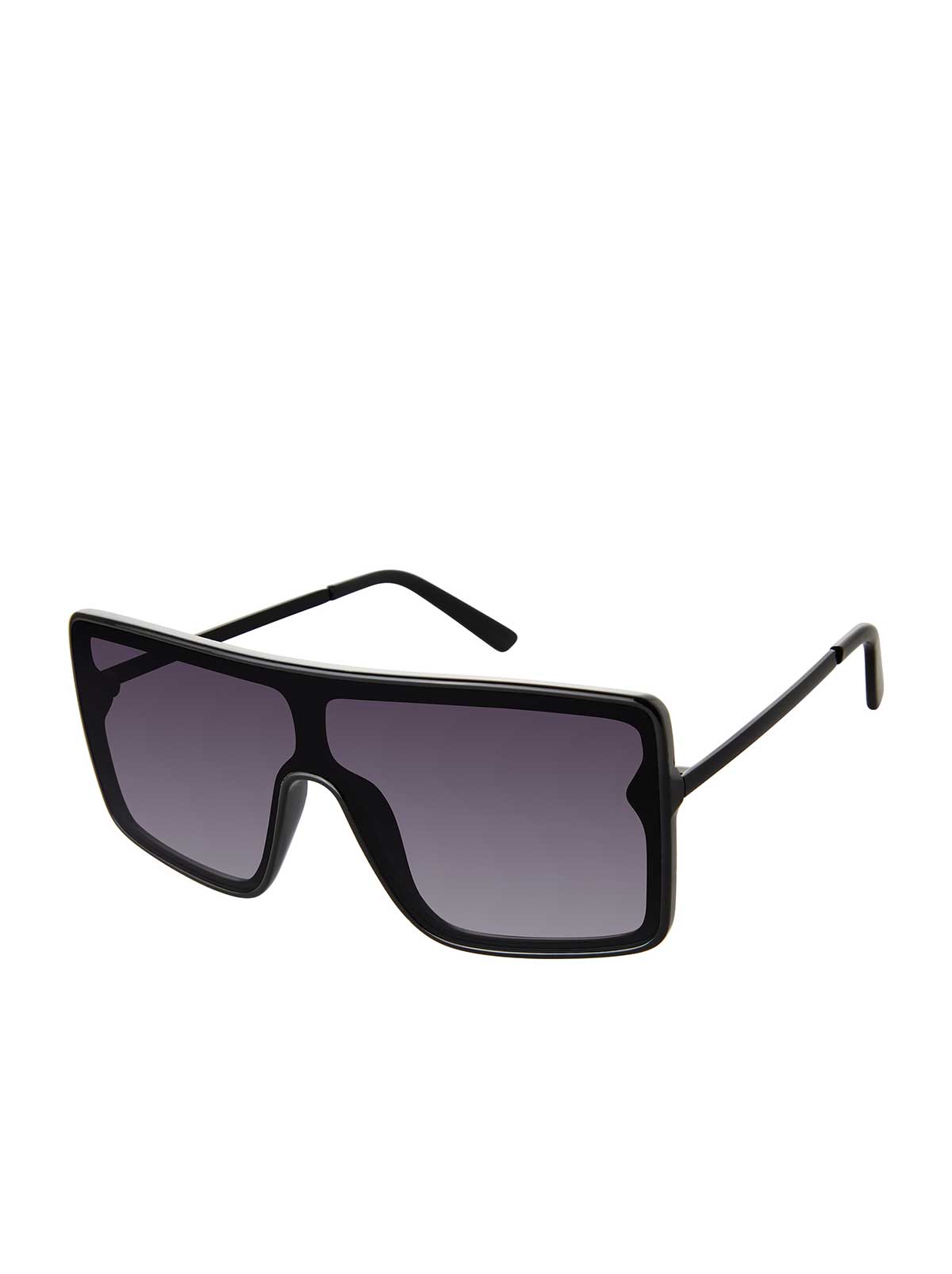 Jessica Simpson Exclusive - Square Shield Metal Temple Sunglasses in Black