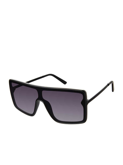 Jessica Simpson Exclusive - Square Shield Metal Temple Sunglasses in Black