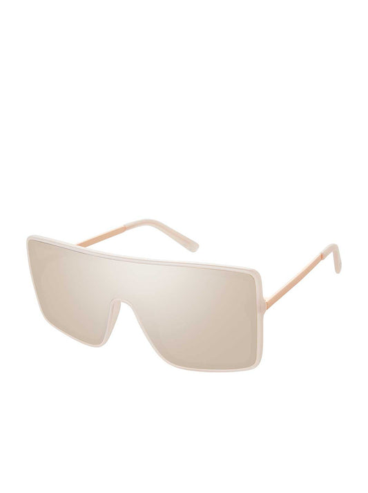 Jessica Simpson Trending - Square Shield Metal Temple Sunglasses in Rose Gold