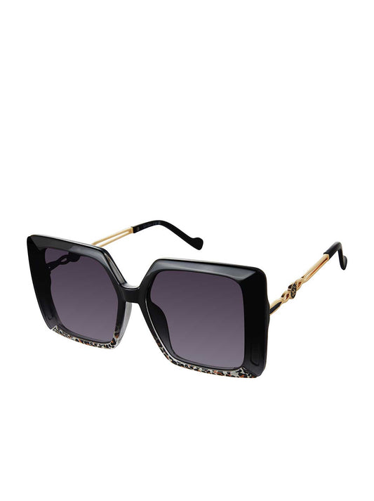 Jessica Simpson Best Seller - Glamorous Square Metal Temple Sunglasses in Black