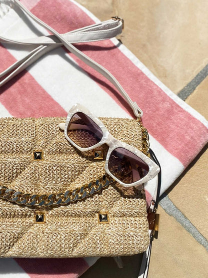 Jessica Simpson Best Seller - Vintage Cat Eye Sunglasses in Cream Marble