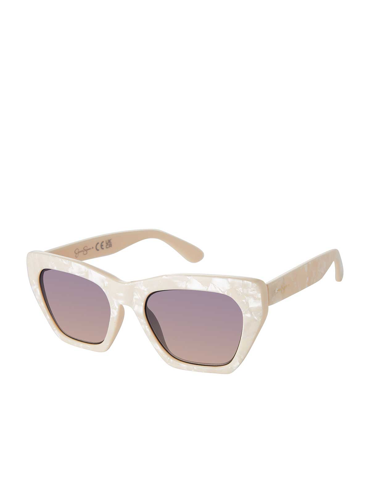 Jessica Simpson Best Seller - Vintage Cat Eye Sunglasses in Cream Marble