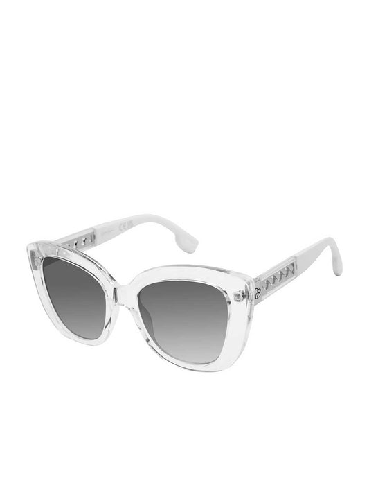 Jessica Simpson Recommended - Glamorous Cat Eye Sunglasses in Crystal & Clear