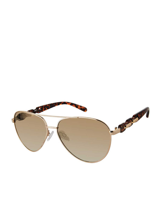Jessica Simpson Popular - Metal Aviator Pilot Sunglasses in Gold & Leopard