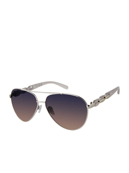 Jessica Simpson Featured - Metal Aviator Pilot Sunglasses in Silver