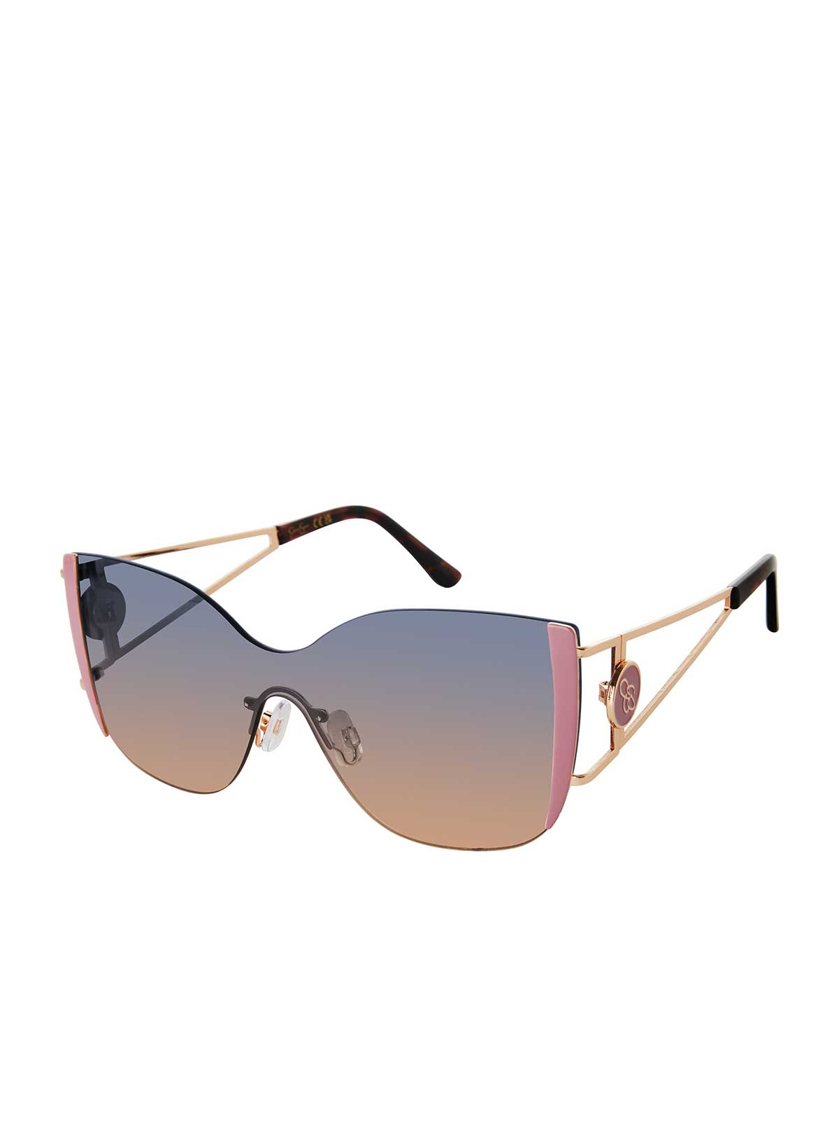 Jessica Simpson Best Seller - Metal Cat Eye Shield Sunglasses in Gold & Rose