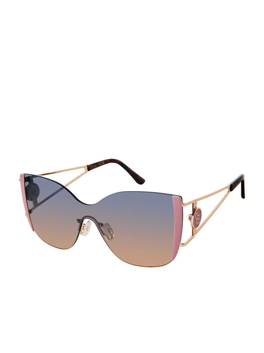 Jessica Simpson Best Seller - Metal Cat Eye Shield Sunglasses in Gold & Rose