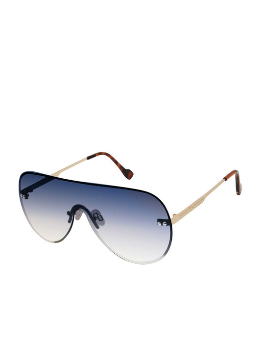 Jessica Simpson Featured - Rimless Metal Aviator Shield Sunglasses in Gold