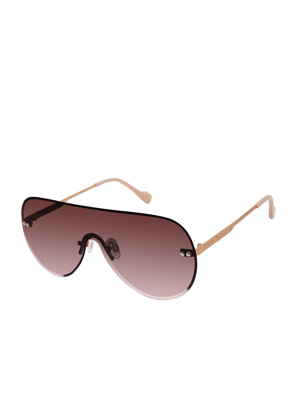 Jessica Simpson Exclusive - Rimless Metal Aviator Shield Sunglasses in Rose Gold