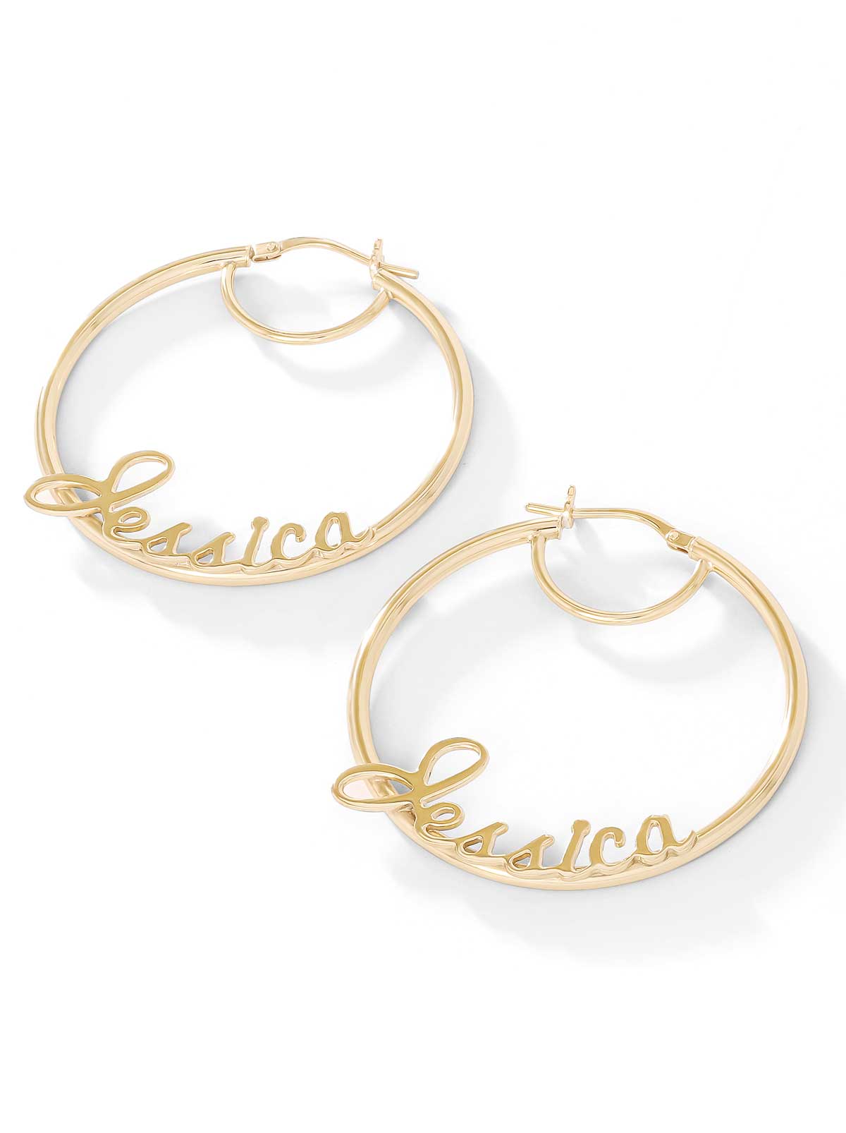 Jessica Simpson Featured - Personalized Hoop Earrings in 18K Gold