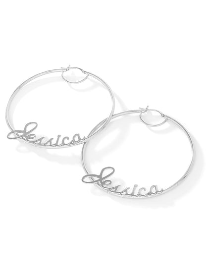 Jessica Simpson Popular - Personalized Hoop Earrings in Sterling Silver