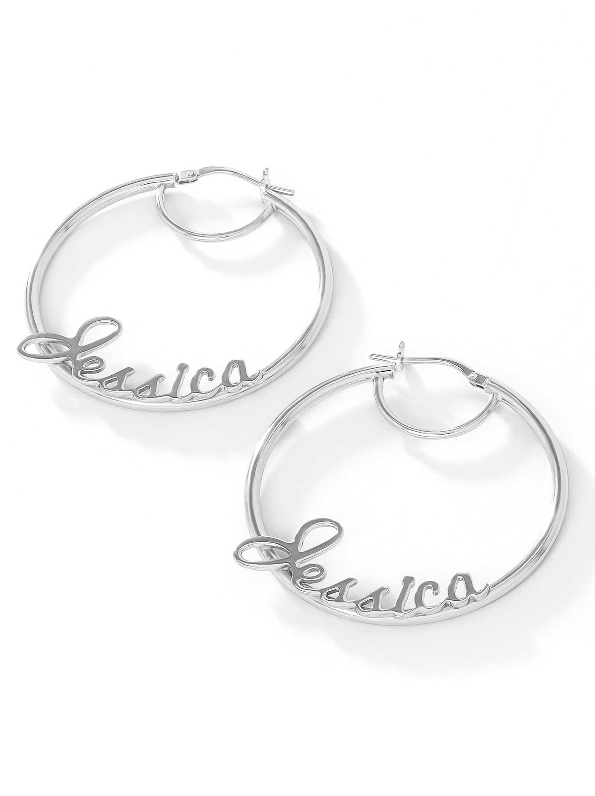 Jessica Simpson Popular - Personalized Hoop Earrings in Sterling Silver