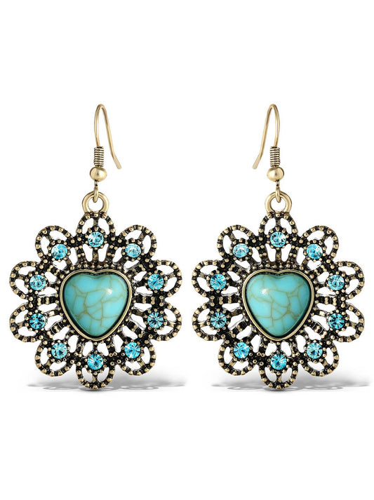 Jessica Simpson Best Seller - Turquoise Stone Ornate Heart Earrings