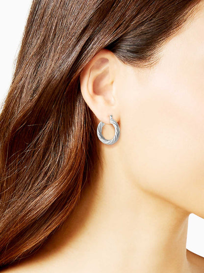 Jessica Simpson Featured - Thick Twisted Hoop Earrings in Silver