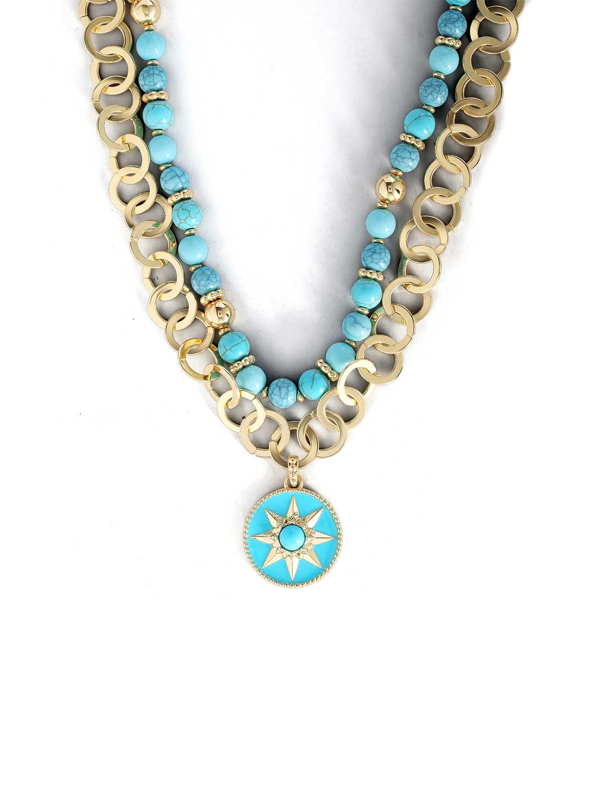 Jessica Simpson Best Seller - Layered Necklace with Turquoise Beads