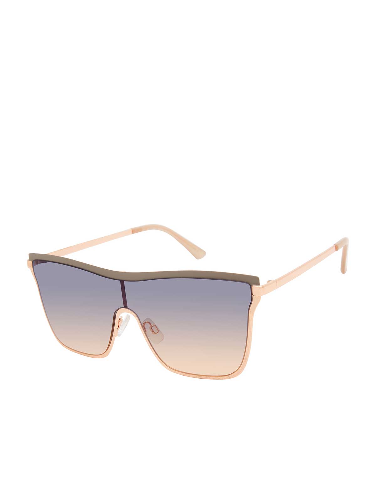 Jessica Simpson Trending - Chic Metal Square Shield Sunglasses in Nude & Rose Gold