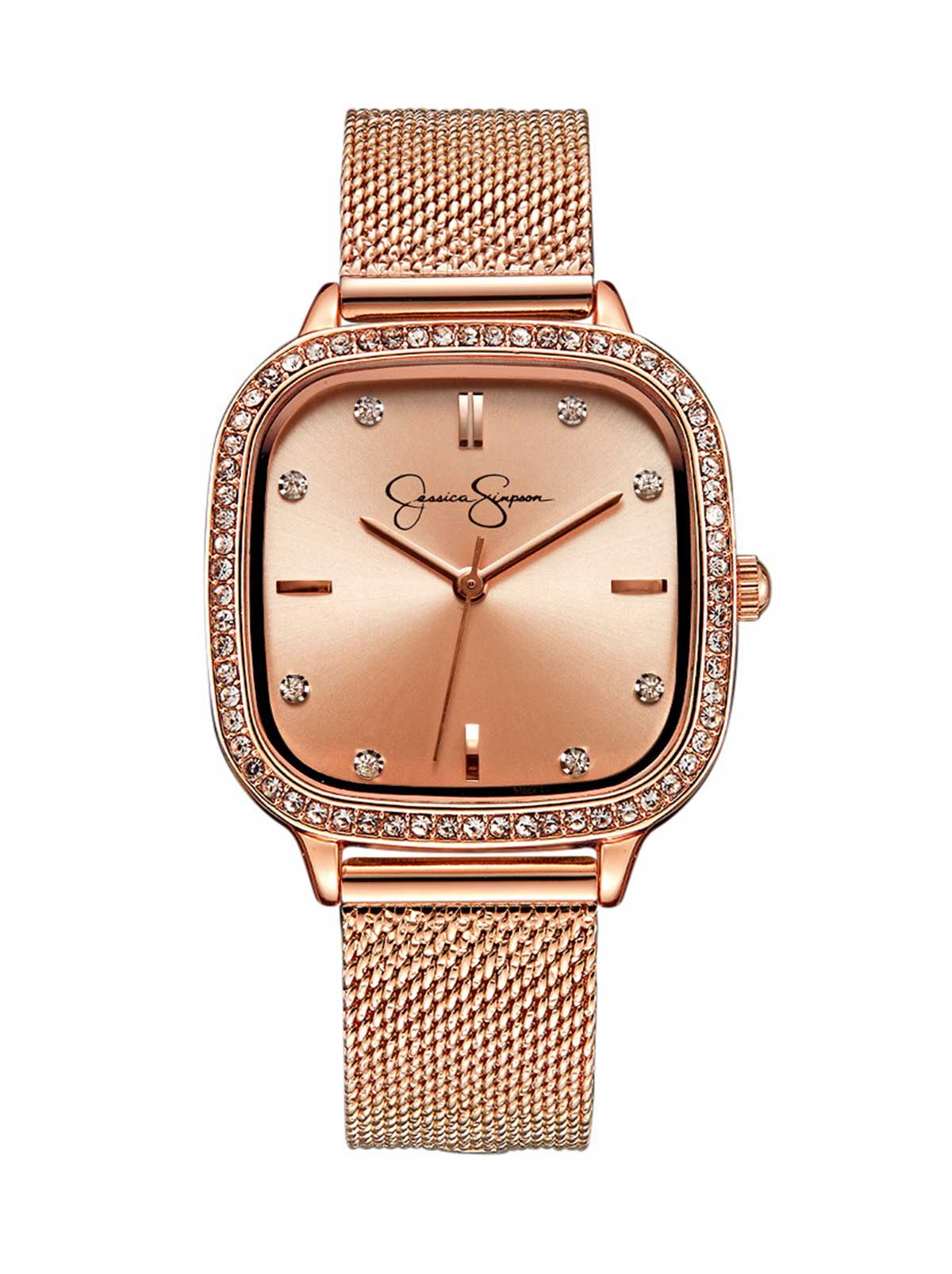 Jessica Simpson Trending - Crystal Bezel Mesh Watch in Rose Gold Tone