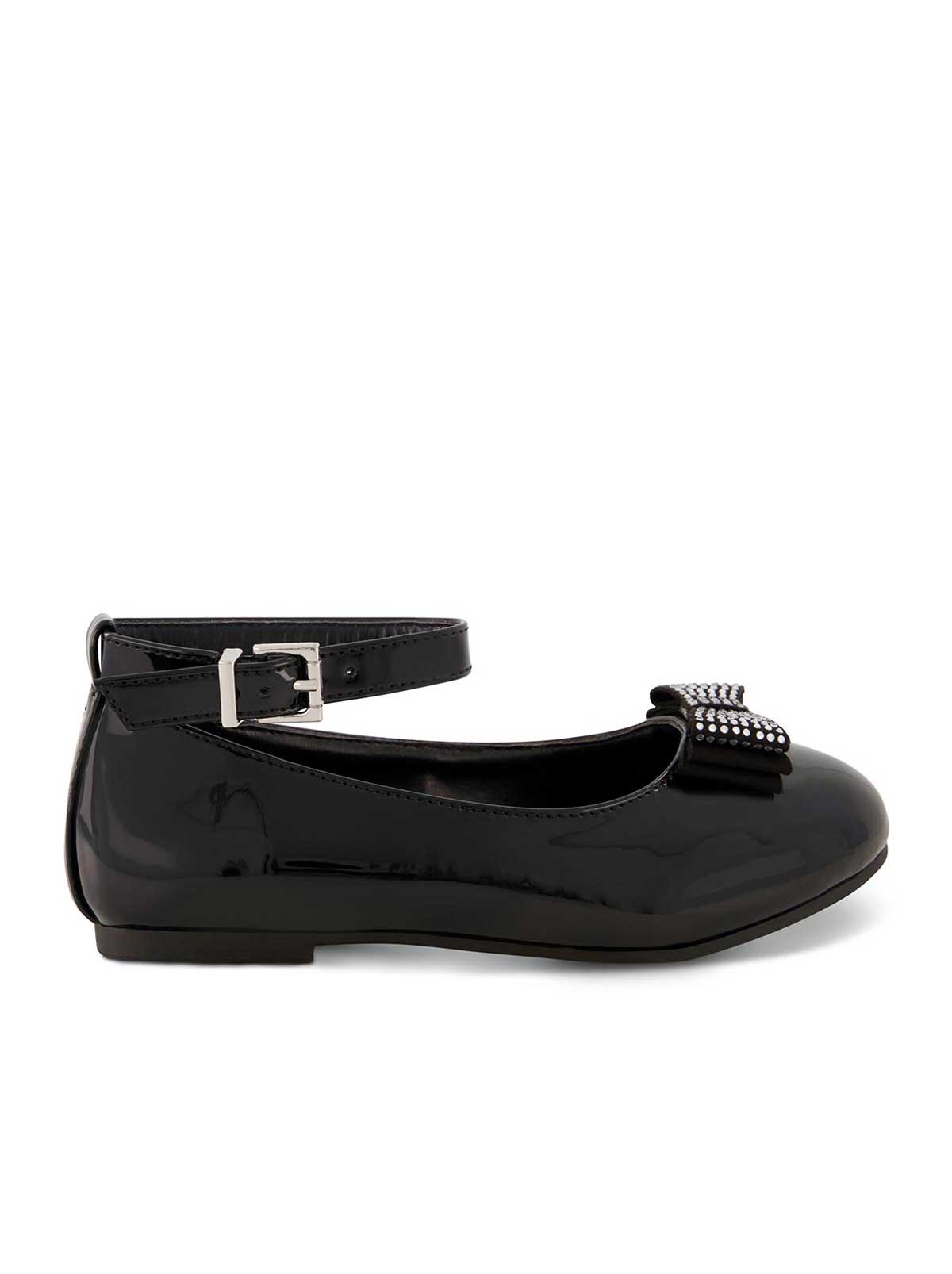 Jessica Simpson Featured - Girls' Amy Jeweled Bow Ballet Flat With Strap in Black