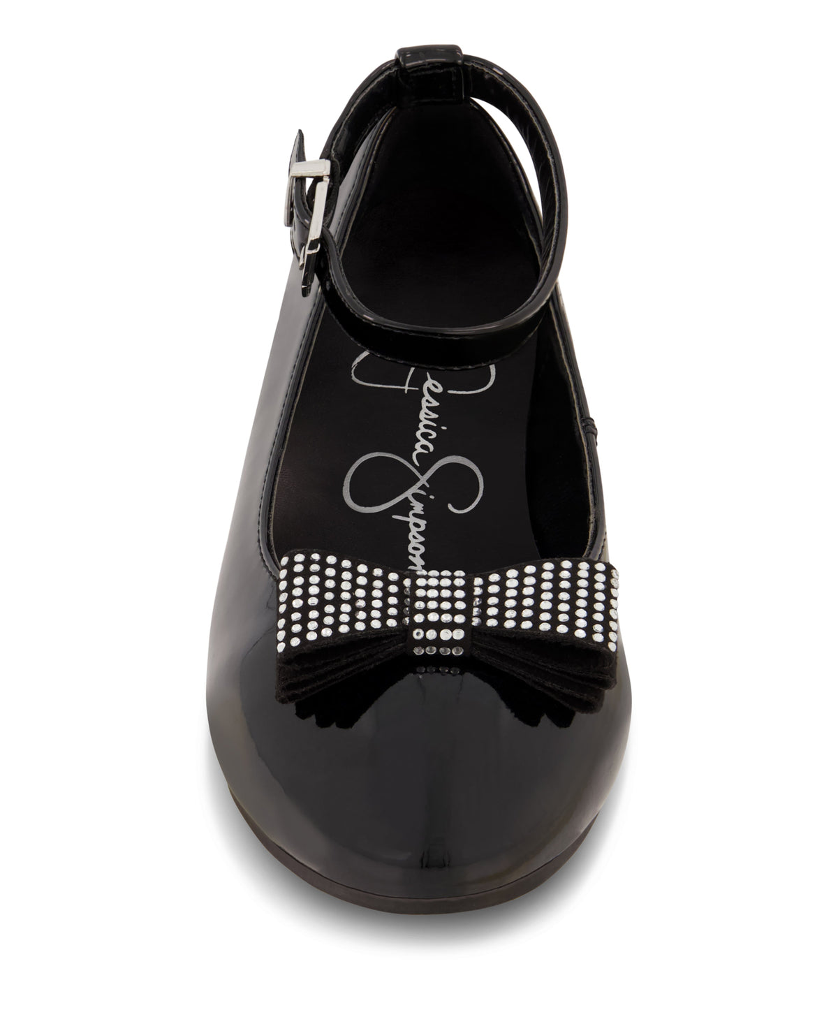 Jessica Simpson Featured - Girls' Amy Jeweled Bow Ballet Flat With Strap in Black