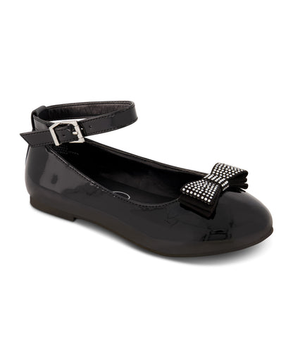 Jessica Simpson Featured - Girls' Amy Jeweled Bow Ballet Flat With Strap in Black