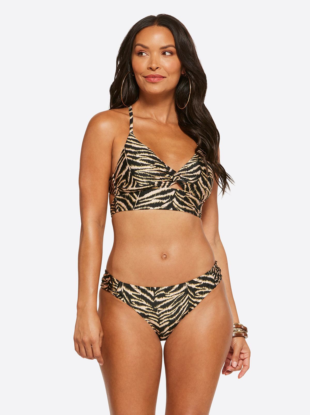 Jessica Simpson Popular - Eazy Zebra Twist Front Cami in Black Multi