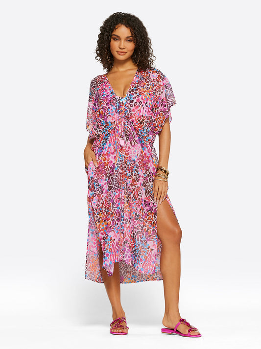 Jessica Simpson Recommended - French Exit Long Swim Cover Up in Pink Multi