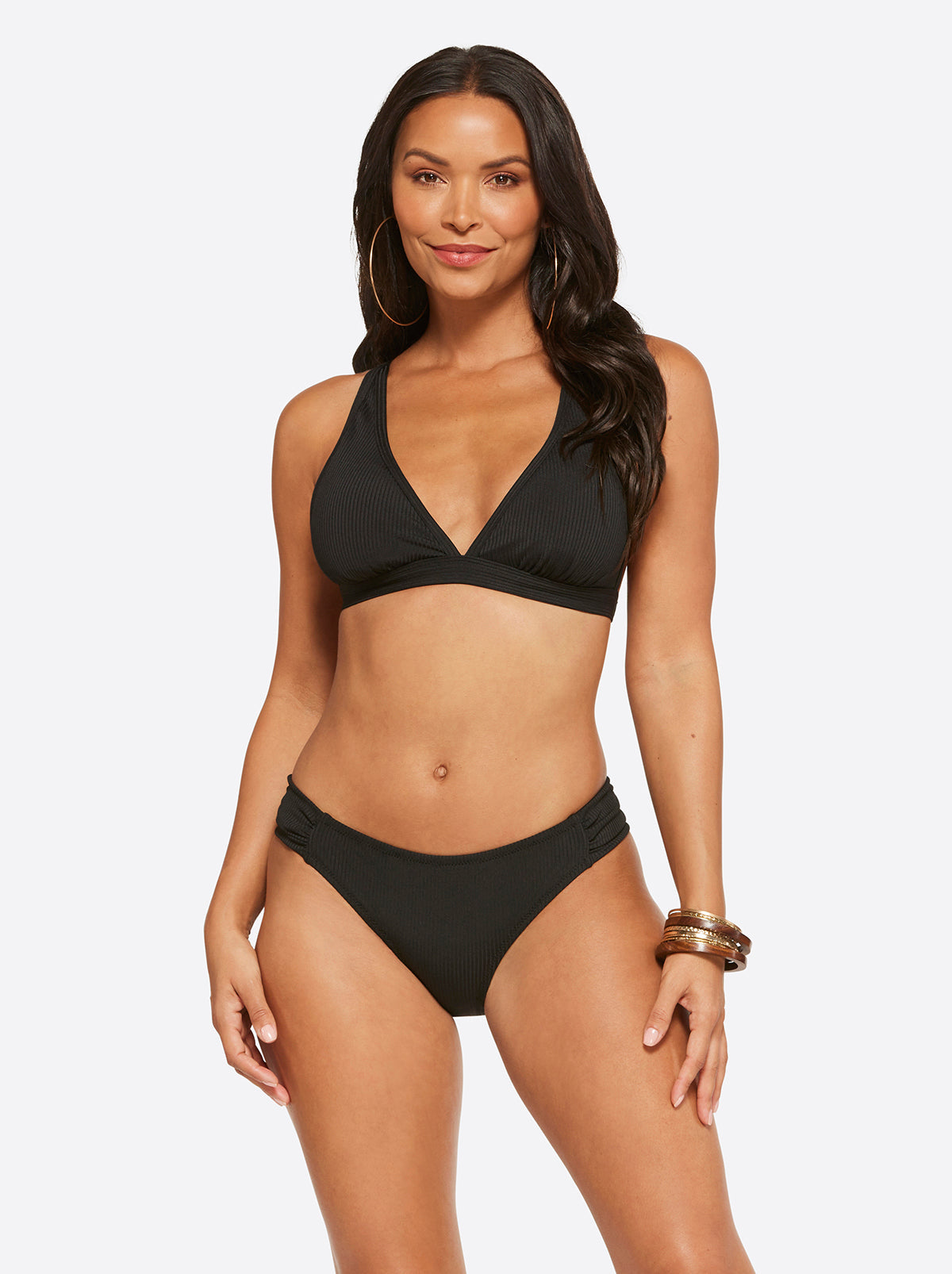 Jessica Simpson Recommended - Textured Solids Full Support Triangle Bra in Black