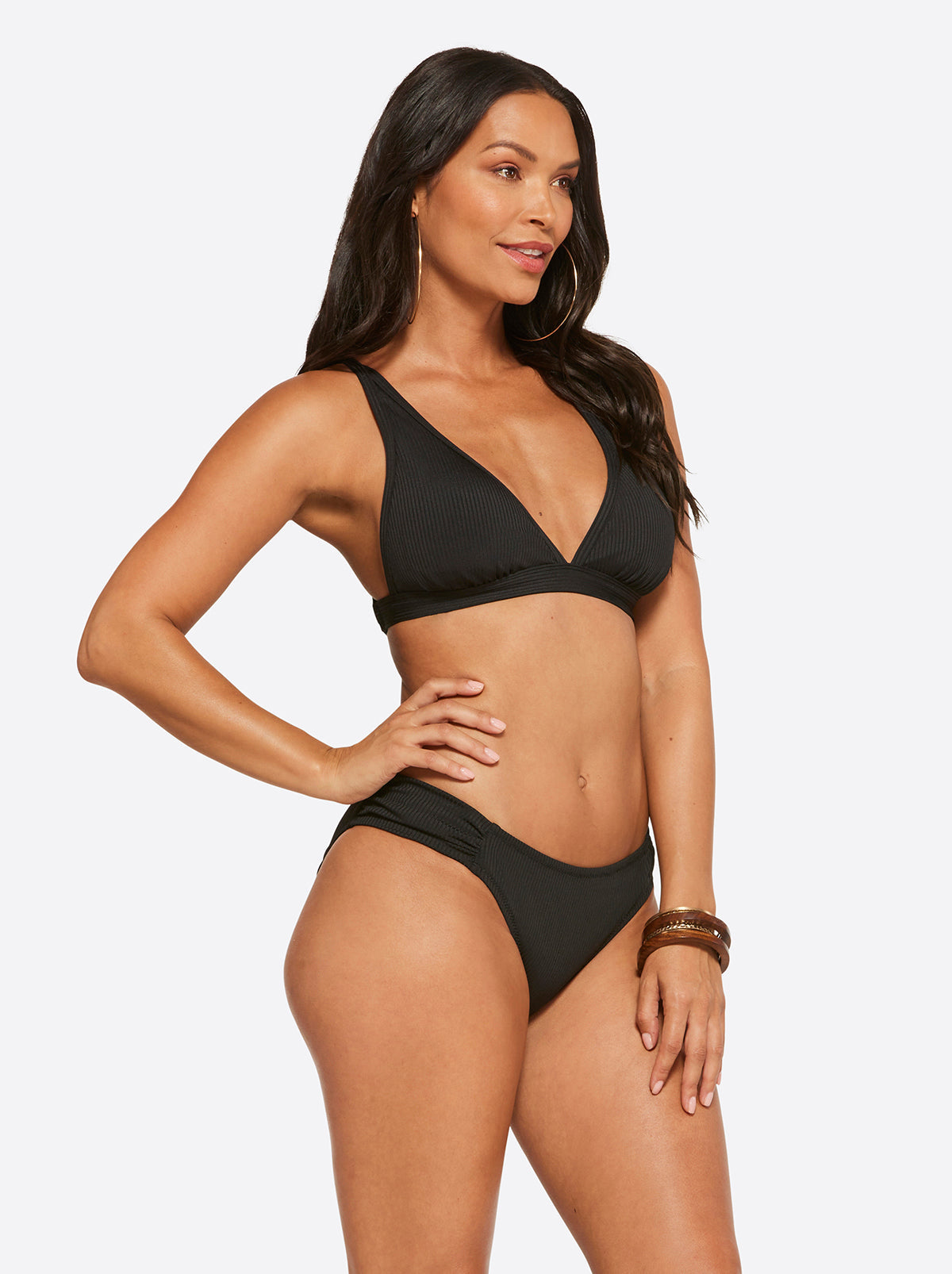 Jessica Simpson Recommended - Textured Solids Full Support Triangle Bra in Black