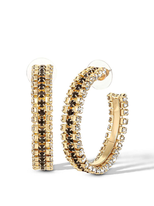 Jessica Simpson Best Seller - Black And White Crystal Hoop Earrings