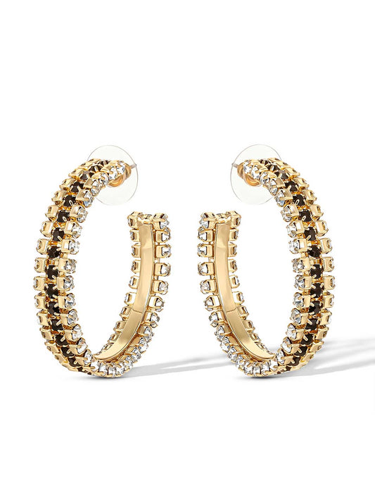 Jessica Simpson Best Seller - Black And White Crystal Hoop Earrings