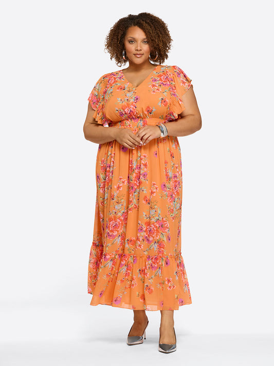 Jessica Simpson Best Seller - Althea Maxi Dress in Watercolor Roses