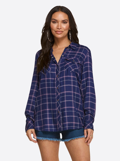 Jessica Simpson Trending - Petunia Shirt in Ocean Cavern Plaid