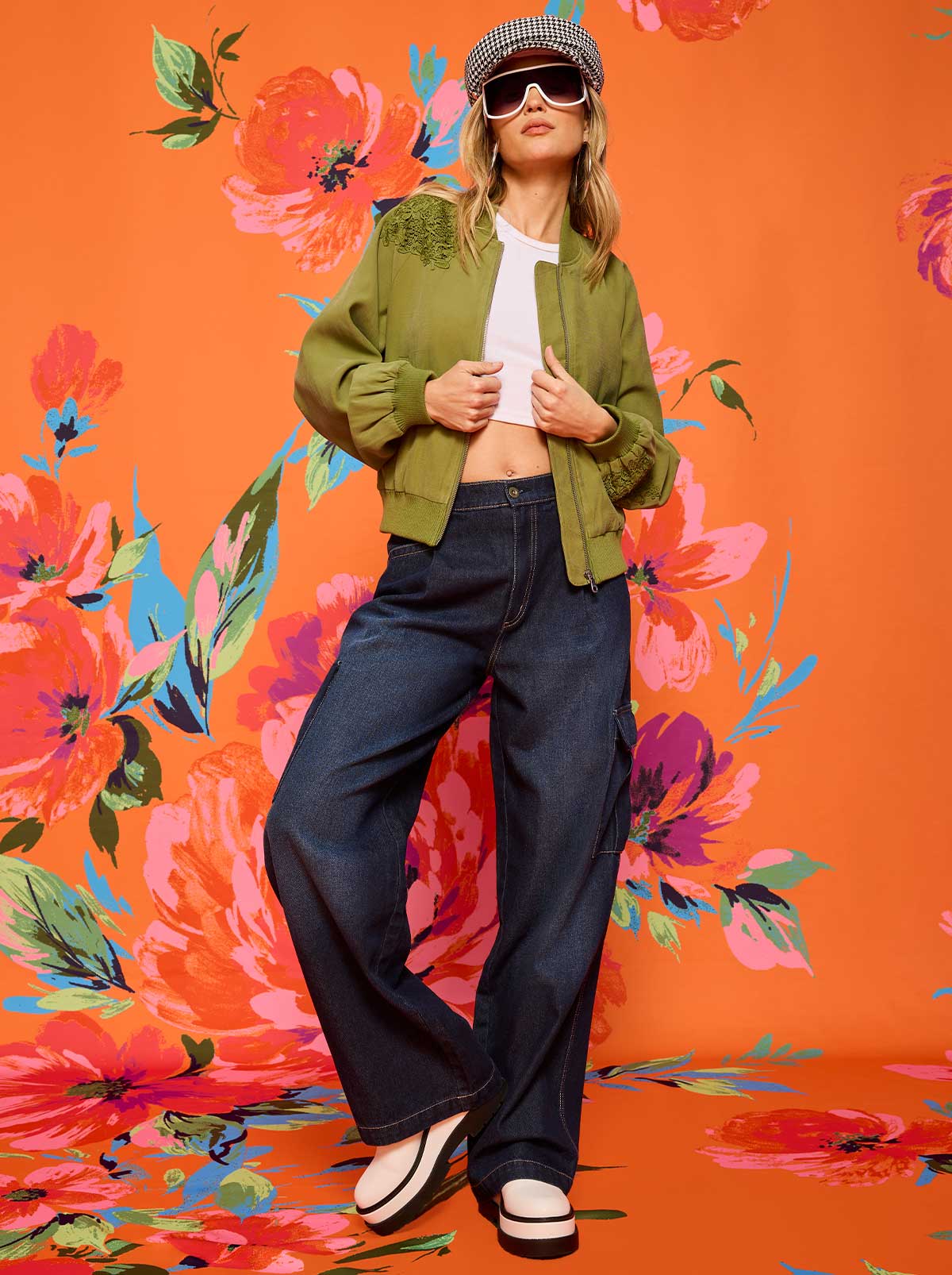 Jessica Simpson Featured - Fynn Bomber Jacket in Mayfly
